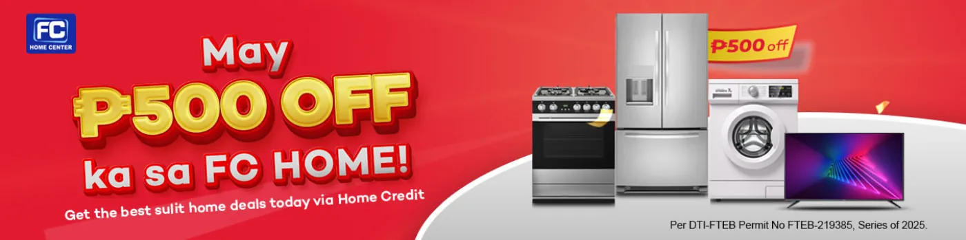 banner showing FC home 500 off sulit deals at shoppingmall