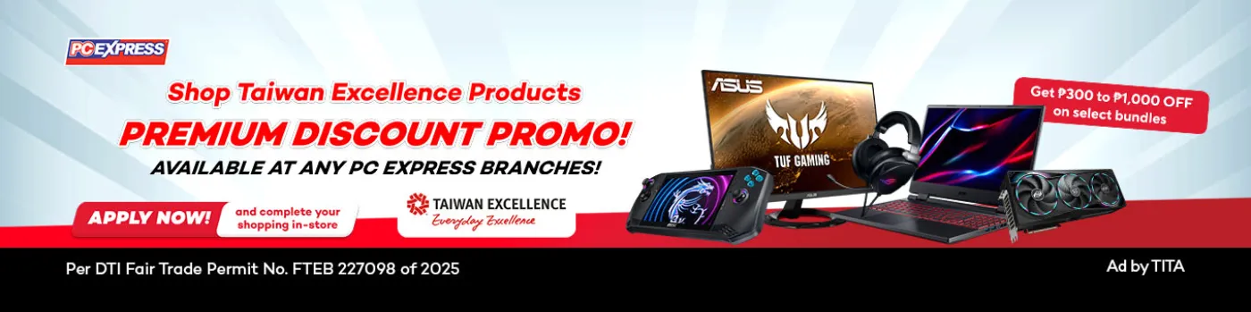 banner showing pc express taiwan excellence deals at shoppingmall